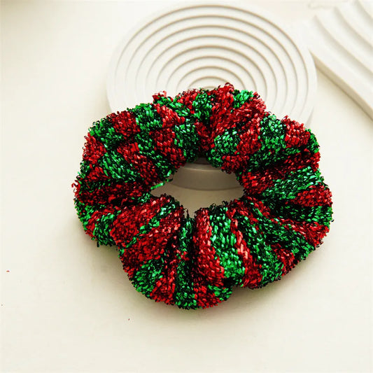Red and green stripe scrunchie
