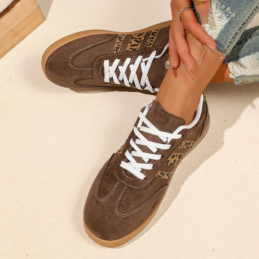 Faux Suede Leopard Print Sneakers